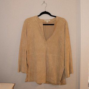 Women's Banana Republic Camel Tan Suede V-Neck Tunic